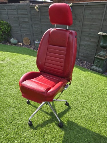 Red leather car seat - leather,